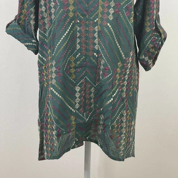 NWT Soft Surroundings Terrare Tunic Shirt Size S Green Embroidered - Picture 4 of 12